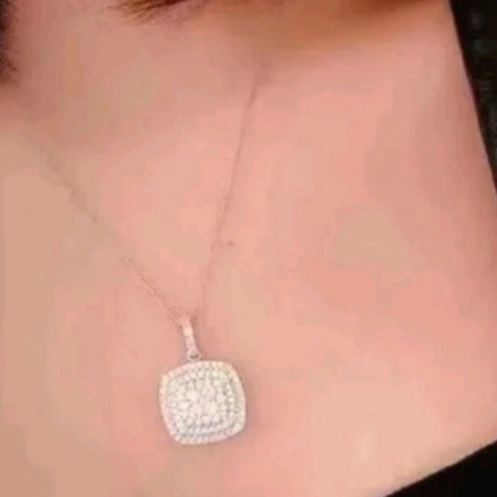 2.00ct Round Cut Real Moissanite Attractive Halo Pendant 14k White gold Plated